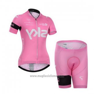 2015 Abbigliamento Ciclismo Donne Sky Fuxia Manica Corta e Salopette