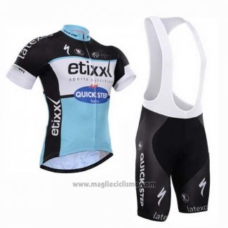 2015 Abbigliamento Ciclismo Etixx Quick Step Nero e Bianco Manica Corta e Salopette