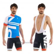 2015 Abbigliamento Ciclismo Pinarello Bianco e Blu Manica Corta e Salopette