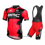 2016 Abbigliamento Ciclismo BMC Nero e Rosso Manica Corta e Salopette