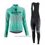 2016 Abbigliamento Ciclismo Donne Bianchi Nero e Verde Manica Lunga e Salopette