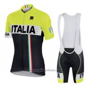 2016 Abbigliamento Ciclismo Italia Nero e Giallo Manica Corta e Salopette