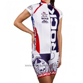 2016 Abbigliamento Ciclismo Rock Racing Bianco e Blu Manica Corta e Salopette