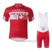 2016 Abbigliamento Ciclismo Scott Bianco e Rosso Manica Corta e Salopette