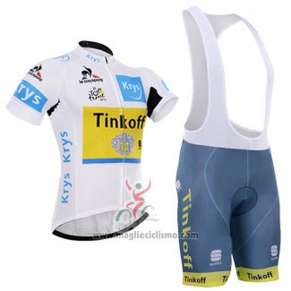 2016 Abbigliamento Ciclismo Tinkoff Lider Giallo e Bianco Manica Corta e Salopette