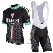 2017 Abbigliamento Ciclismo Bianchi Milano Pride Nero Manica Corta e Salopette