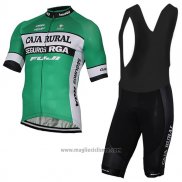 2017 Abbigliamento Ciclismo Caja Rural Verde Manica Corta e Salopette