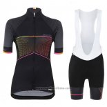 2017 Abbigliamento Ciclismo Donne Santini Stella Nero Manica Corta e Salopette