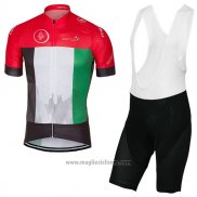 2017 Abbigliamento Ciclismo Dubai Tour Rosso Manica Corta e Salopette