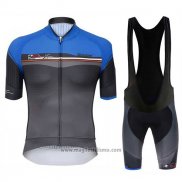 2017 Abbigliamento Ciclismo Santini Sleek Blu e Grigio Manica Corta e Salopette