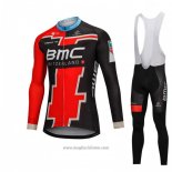 2018 Abbigliamento Ciclismo BMC Nero e Rosso Manica Lunga e Salopette