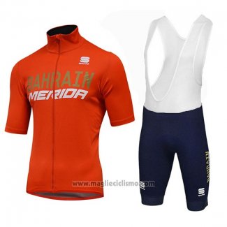 2018 Abbigliamento Ciclismo Bahrain Merida SS Arancione Manica Corta e Salopette