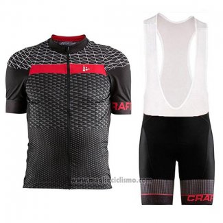 2018 Abbigliamento Ciclismo Craft Route Nero e Rosso Manica Corta e Salopette