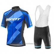 2018 Abbigliamento Ciclismo Giant Elevate Blu e Nero Manica Corta e Salopette