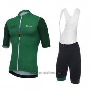 2018 Abbigliamento Ciclismo Santini Crowin Verde e Nero Manica Corta e Salopette