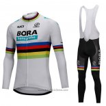 2018 Abbigliamento Ciclismo UCI Mondo Campione Bora Bianco Manica Lunga e Salopette