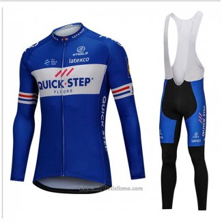 2018 Abbigliamento Ciclismo UCI Mondo Campione Quick Step Floors Blu Manica Lunga e Salopette