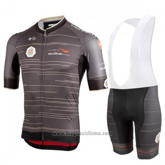 2019 Abbigliamento Ciclismo Castelli UAE Tour Grigio Manica Corta e Salopette