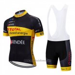 2019 Abbigliamento Ciclismo Direct Energie Nero Giallo Manica Corta e Salopette