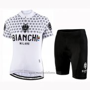 2019 Abbigliamento Ciclismo Donne Bianchi Dot Bianco Manica Corta e Salopette