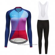 2019 Abbigliamento Ciclismo Donne Dirty Snow Blu Rosso Viola Manica Lunga e Salopette