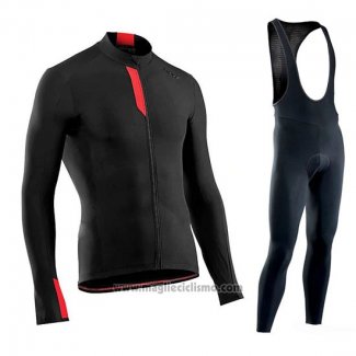 2019 Abbigliamento Ciclismo Northwave Negro Rosso Manica Lunga e Salopette