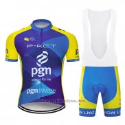 2019 Abbigliamento Ciclismo PGN Blu Aceso Giallo Manica Corta e Salopette