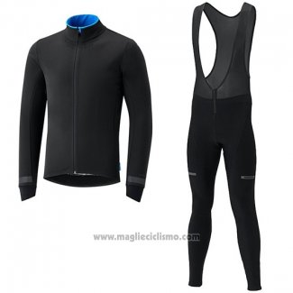 2019 Abbigliamento Ciclismo Shimano Nero Blu Manica Lunga e Salopette