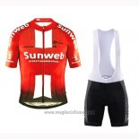 2019 Abbigliamento Ciclismo Sunweb Arancione Bianco Manica Corta e Salopette