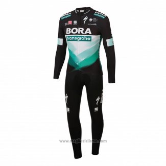 2020 Abbigliamento Ciclismo Bora-Hansgrone Nero Verde Manica Lunga e Salopette(1)