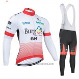2020 Abbigliamento Ciclismo Burgos BH Bianco e Rosso Manica Lunga e Salopette