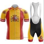 2020 Abbigliamento Ciclismo Campione Spagna Rosso Giallo Manica Corta e Salopette