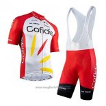 2020 Abbigliamento Ciclismo Cofidis Rosso Bianco Manica Corta e Salopette