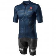 2020 Abbigliamento Ciclismo Giro d'Italia Spento Blu Manica Corta e Salopette