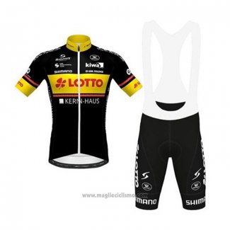 2020 Abbigliamento Ciclismo Lotto-Kern Haus Nero Giallo Manica Corta e Salopette