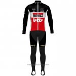 2020 Abbigliamento Ciclismo Lotto Soudal Nero Bianco Rosso Manica Lunga e Salopette(1)