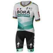 2020 Abbigliamento Ciclismo UCI Mondo Campione Bora Bianco Verde Manica Corta e Salopette