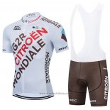 2021 Abbigliamento Ciclismo Ag2r La Mondiale Marrone Giallo Manica Corta e Salopette