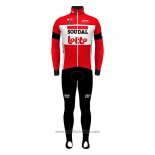 2022 Abbigliamento Ciclismo Lotto Soudal Rosso Manica Lunga e Salopette