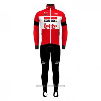 2022 Abbigliamento Ciclismo Lotto Soudal Rosso Manica Lunga e Salopette