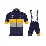 2022 Abbigliamento Ciclismo Novo Nordisk Scuro Blu Giallo Manica Corta e Salopette