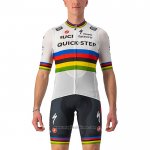 2022 Abbigliamento Ciclismo UCI Deceuninck Quick Step Bianco Manica Corta e Salopette