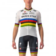 2022 Abbigliamento Ciclismo UCI Deceuninck Quick Step Bianco Manica Corta e Salopette