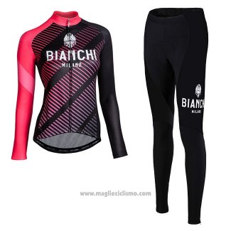 Abbigliamento Ciclismo Donne Bianchi Milano Catria Nero Rosa Manica Lunga e Salopette