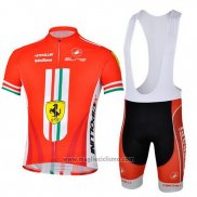 2013 Abbigliamento Ciclismo Ferrari Bianco e Rosso Manica Corta e Salopette