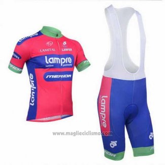 2013 Abbigliamento Ciclismo Lampre Merida Rosa e Celeste Manica Corta e Salopette