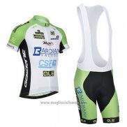 2014 Abbigliamento Ciclismo Bardiani Bianco e Verde Manica Corta e Salopette