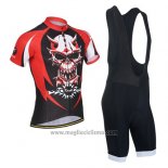 2014 Abbigliamento Ciclismo Monton Rosso Nero Manica Corta e Salopette