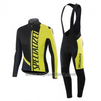 2016 Abbigliamento Ciclismo Specialized Ml Nero e Giallo Manica Lunga e Salopette