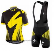 2016 Abbigliamento Ciclismo Specialized Scuro Nero e Giallo Manica Corta e Salopette